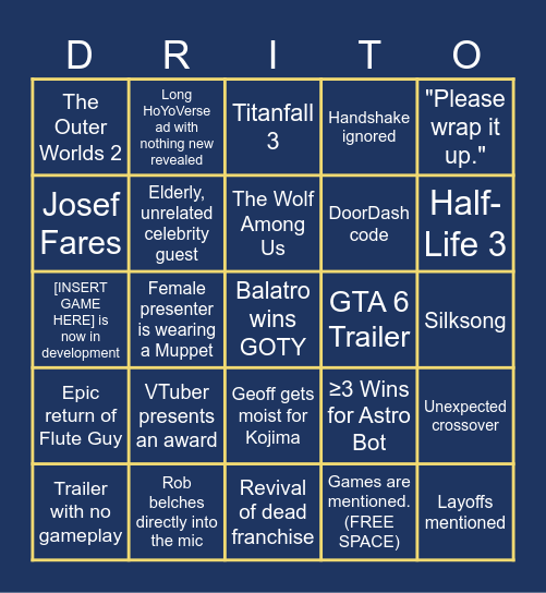 The Game Announcements 2024 Bingo Card
