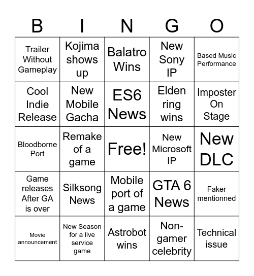 Untitled Bingo Card