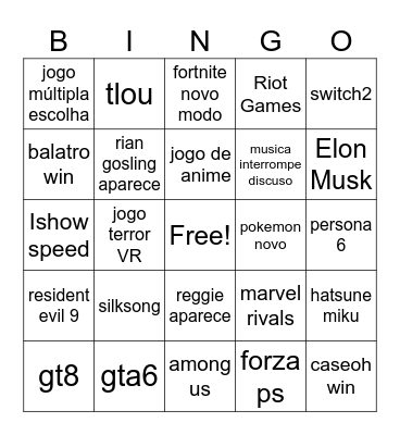 TGA Bingo Card