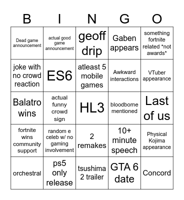 Strokin my award for these games Bingo Card