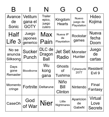 PENES Bingo Card