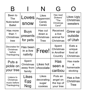 Christmas Mingle BINGO Card