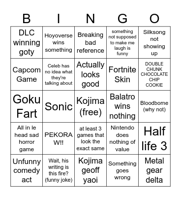 the game award brothers Bingo Card
