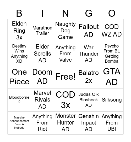 Untitled Bingo Card