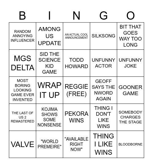 GAME AWARDS BINGO Card