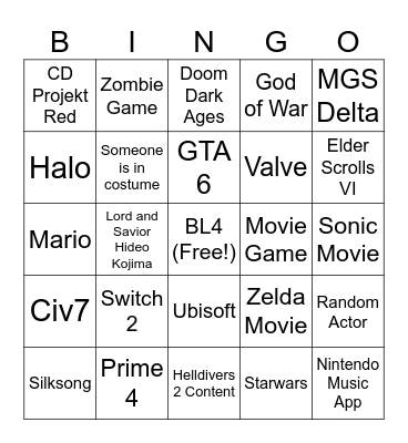 GOTY 2024 BINGO Card