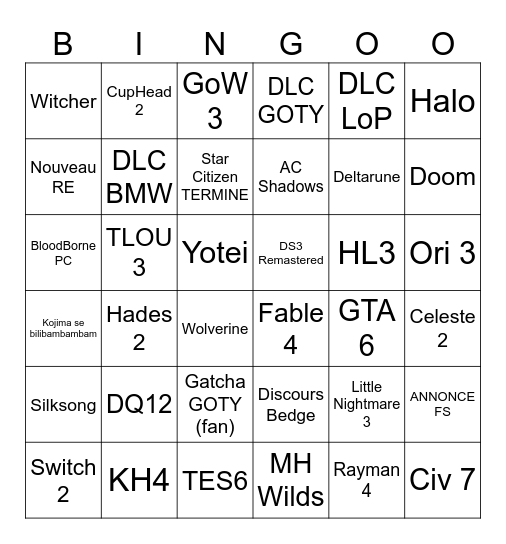 GA Bingo Card