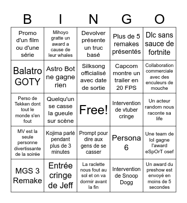 Game awardos 2024 Bingo Card