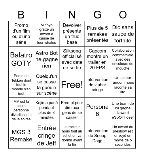 Game awardos 2024 Bingo Card