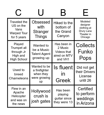 Cubie Bingo Card