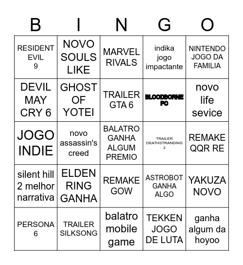 GAME AWARDS Bingo Card