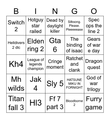 Joes slightly unhinged bingo Card