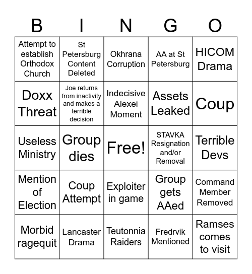 HARESF BINGO Card