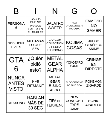 VGC 2025 Bingo Card