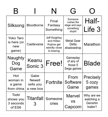 The Keighleys Bingo Card