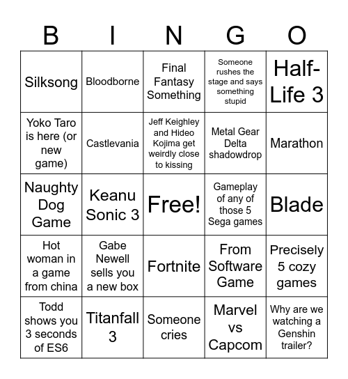 The Keighleys Bingo Card