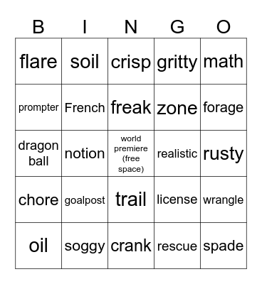words might be said during the game awards Bingo Card