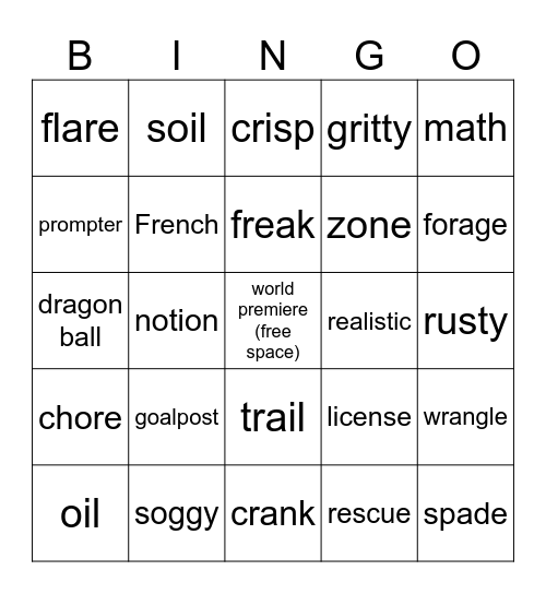 words might be said during the game awards Bingo Card