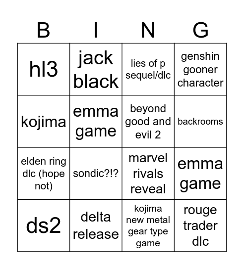 Untitled Bingo Card