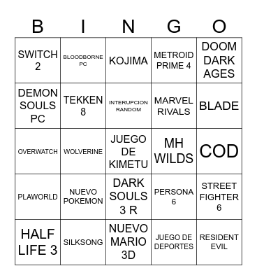TGA 2024 Bingo Card