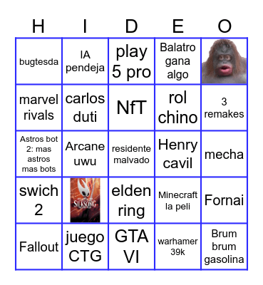 Bingo de los Game Awards Bingo Card