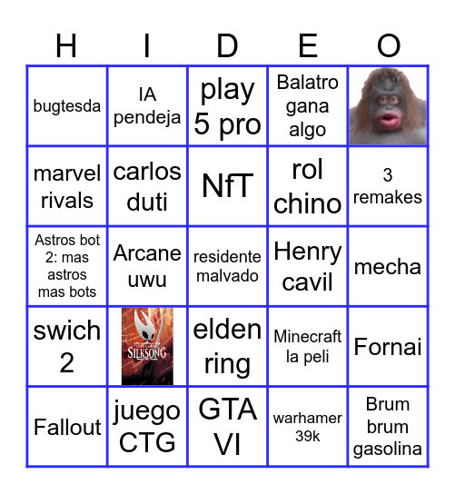 Bingo de los Game Awards Bingo Card