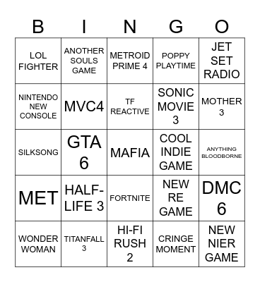 GAME AWARD 2024 Bingo Card