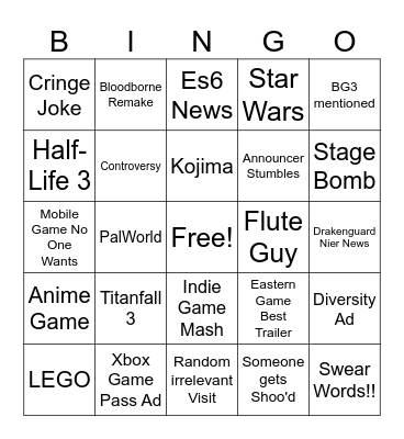 Game Wards bingo Card