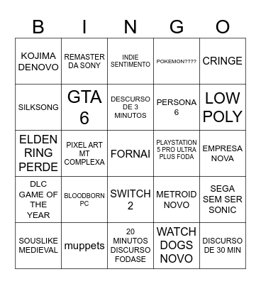 THE GAME FODASE 2024 Bingo Card