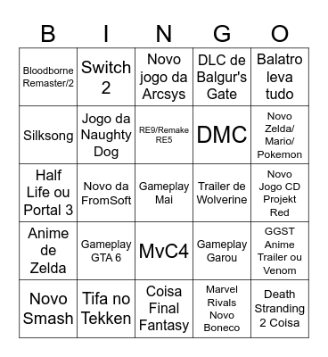 Bingo TGA Bingo Card