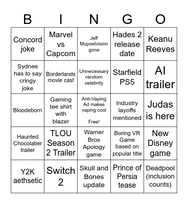 VGA 2024 Bingo Card