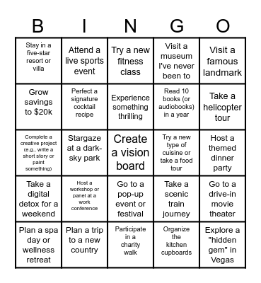 Erica's 2025 Bucket List Bingo Card