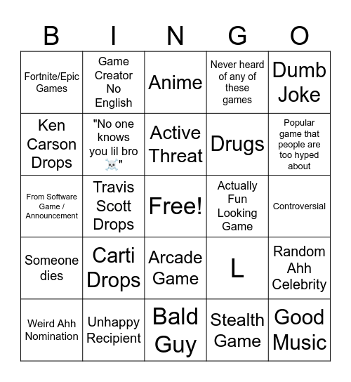 GAME AWARDS BINGO Card