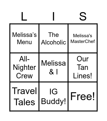 Mel-Lis-Ssa Bingo Card