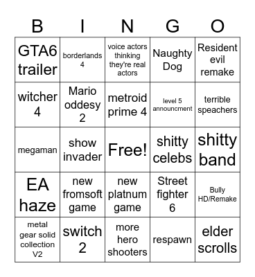 VGA 2024 Bingo Card