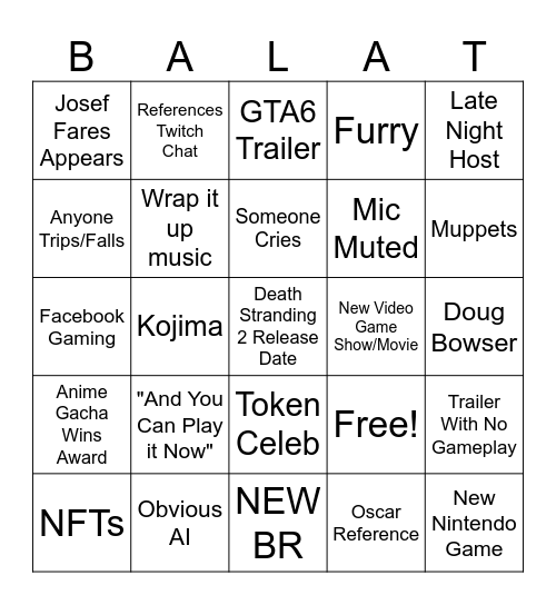 Sun Bingo Card