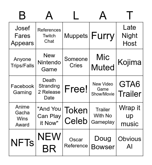 Sun Bingo Card