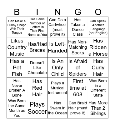 Tribes Bingo! Bingo Card