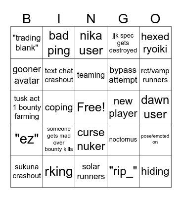 Aut bingo Card