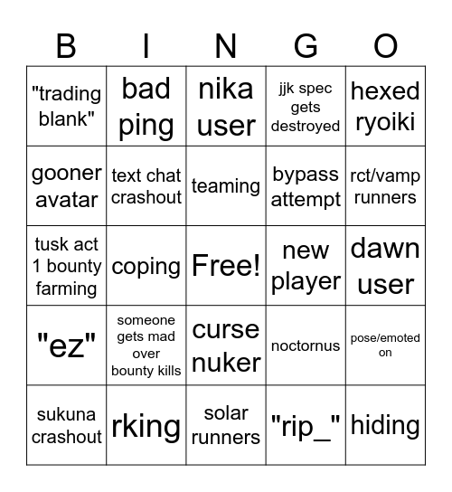 Aut bingo Card