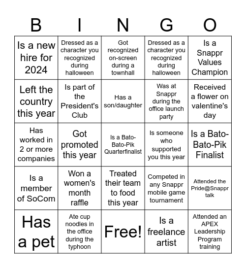 Test YEP Bingo Card