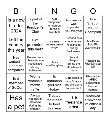 YEP 2024 Human Bingo! Bingo Card