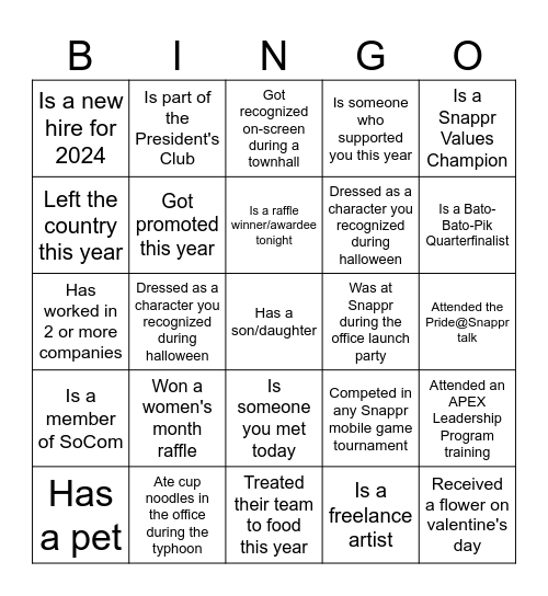 YEP 2024 Human Bingo! Bingo Card