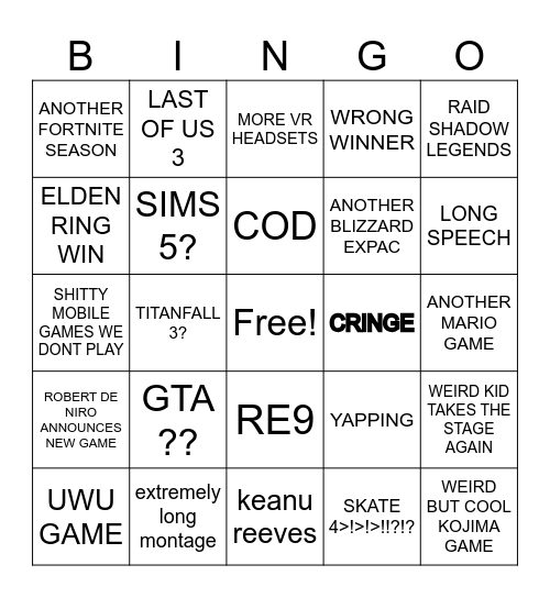 Untitled Bingo Card