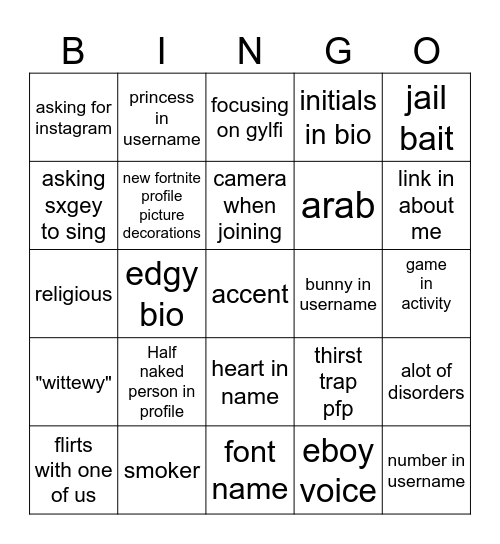 Dadscord Bingo Card