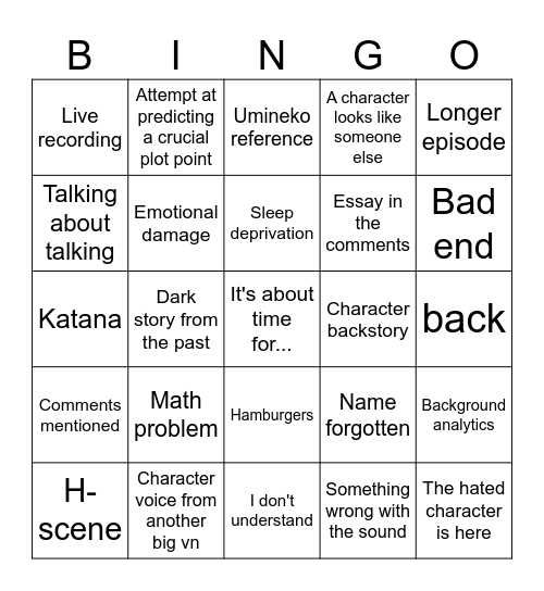 PWMan bingo Card