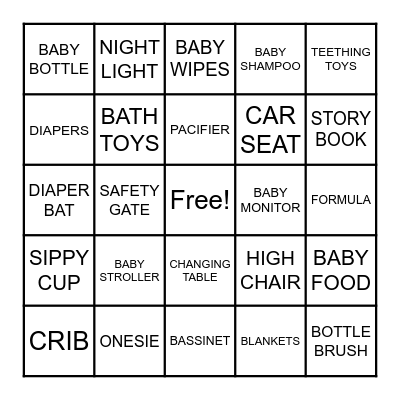 Brooke's Baby Shower Bingo! Bingo Card