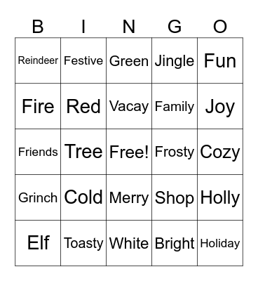 MTSS Holiday Bingo Card