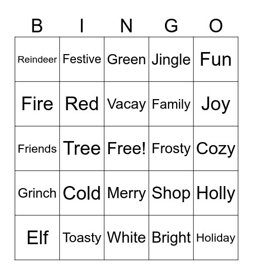 MTSS Holiday Bingo Card