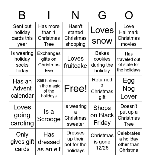 Find a Colleague Bingo Card